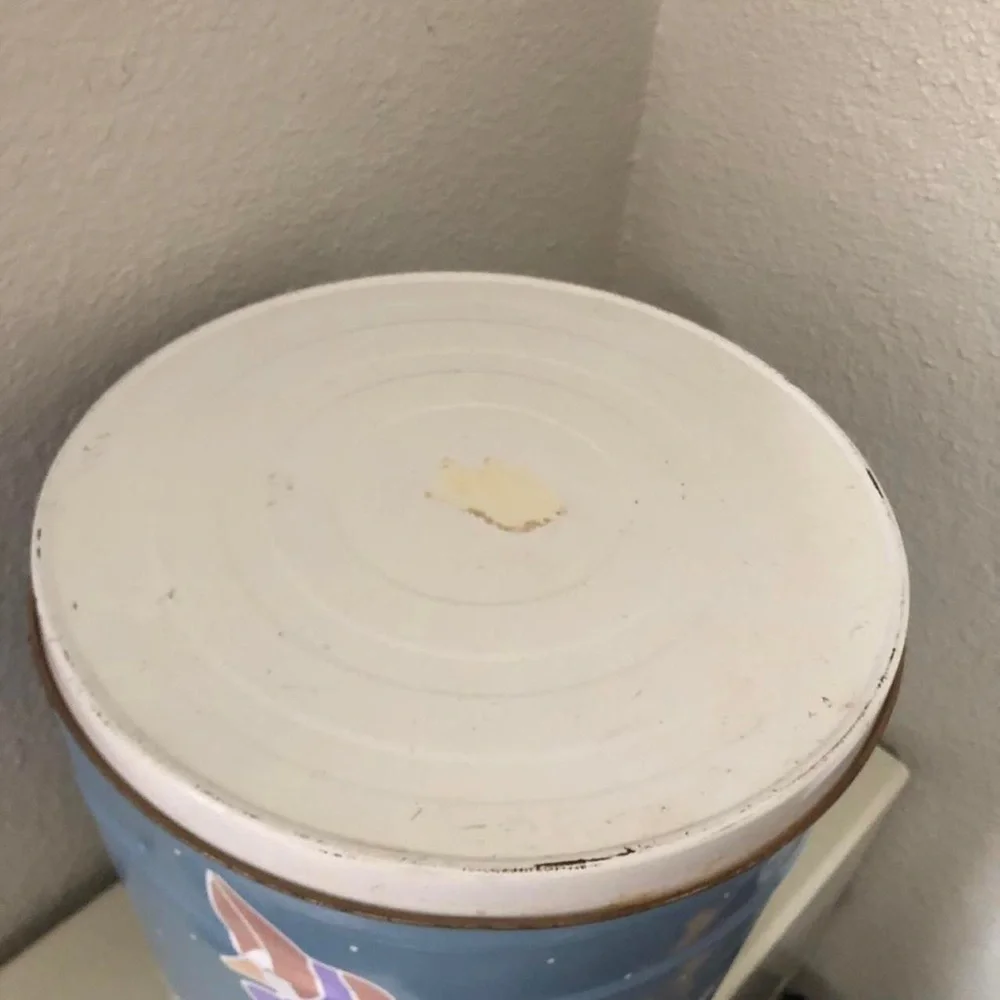 Vintage Bertels Goose Duck Metal Trash Garbage Can Bin Tin Container Cottagecore